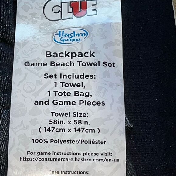 New Hasbro Game CLUE Backpack Beach Towel Set Tote Bag Bath Pool Park Party Kids - Picture 3 of 7